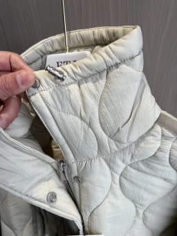 Quilted coat for women ETJ 2025 QUILTED JACKET WITH TIES new beige drawstring high neck pocket clip cotton jacket for women