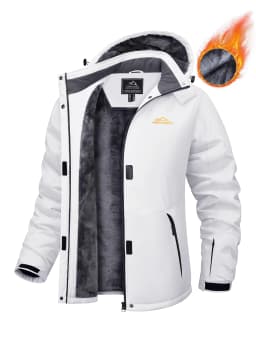 TACVASEN Winter Fleece Lined Hooded Parka Jacket Womens Ski Snowboard Warm Coats Waterproof 5 Zipper Pockets Windbreaker Outwear