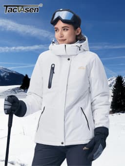 TACVASEN Winter Fleece Lined Hooded Parka Jacket Womens Ski Snowboard Warm Coats Waterproof 5 Zipper Pockets Windbreaker Outwear