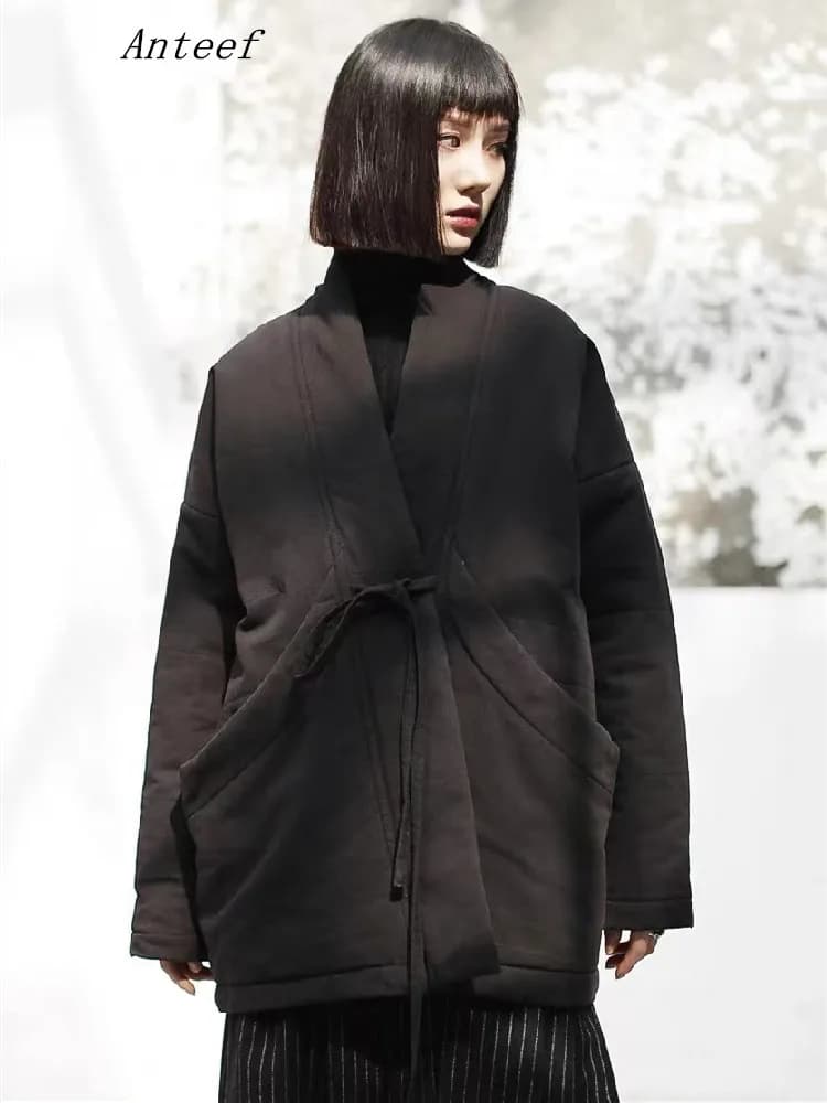 Autumn Winter black Cotton Padded oversized vintage Loose Casual Jackets for Women Coats 2026 clothes woman jacket coat