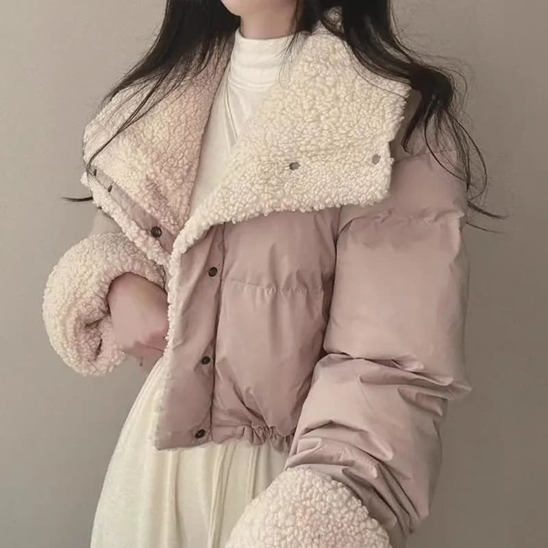 Women's Winter Tops Jacket Cotton Coat Versatile Skinny Long Sleeve Lapel Short Warm Thickened Vintage New Comfortable Versatile