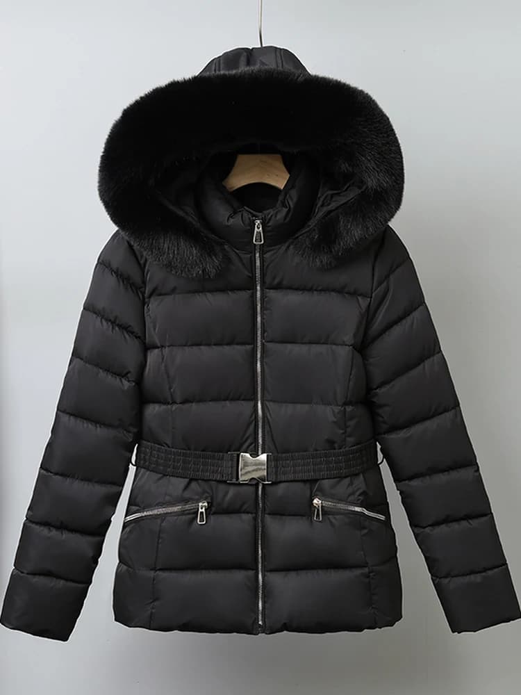 Winter Thickened Slim Cotton Jacket 2025 New Fashion Fur Collar down Cotton Coat Women's Short Style Warmth Comfortable Coat