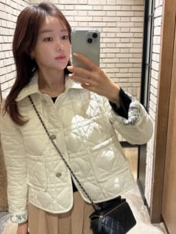 Afashion Retro Korean Floral Pattern Quilted Cotton Jacket Collar Double-Sided Wear Small Diamond Grid Women's Cotton Coat