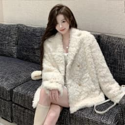 Women's Loose Lamb Fur Jacket Plush Faux Fur Coat Street Style Outerwear Winter Warm Casual Fashion plus Size Coat