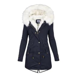 Thicken Women Winter Cotton Coat Faux Fur Hood Fleece Zip-up Button Jacket Windproof Mid Length Slim Outerwear