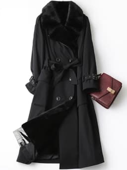 Lautaro Winter Long Warm Thick Park with Faux Fur Inside Belt Pockets Double Breasted Luxury Fur Lined Trench Coat for Women