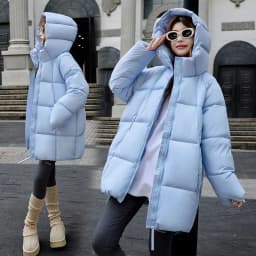 Clouds in the Long New 2026 Winter Cotton Jacket Hooded Thickened Cotton Clothes for Small Stature People Commute Style