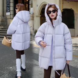 Clouds in the Long New 2026 Winter Cotton Jacket Hooded Thickened Cotton Clothes for Small Stature People Commute Style