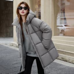 Clouds in the Long New 2026 Winter Cotton Jacket Hooded Thickened Cotton Clothes for Small Stature People Commute Style