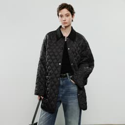 TOYOUTH Women Cotton Jacket 2025 Winter New Luxury Retro Diamond Grid Workwear Large Pocket Mid Length Jacket Brown