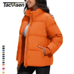 TACVASEN Winter Padded Puffer Down Coats Womens Warmth Stand Collar Full Zip-up Jackets Lightweight Waterproof Quilted Outwears