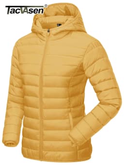 TACVASEN Winter Hooded Puffer Jacket Womens Quilted Warm Coats Casual Windbreaker Waterproof Padded Lightweight Outdoor Outwear