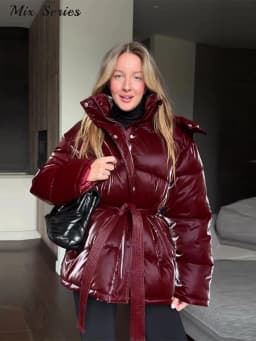 Fashion Glossy Padded Jacket Women's Solid Hooded Long Sleeve Zipper Warm Down Coat 2026 Autumn Winter New Lady Casual Outerwear
