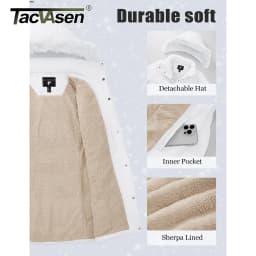 TACVASEN Womens Sherpa Lined Winter Parka Water-Resistant Windproof Mid-Length Quilted Puffer Coat with Detachable Faux Fur Hood