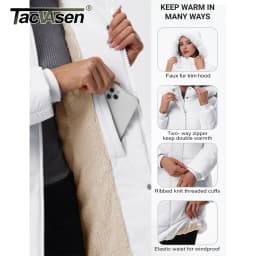 TACVASEN Womens Sherpa Lined Winter Parka Water-Resistant Windproof Mid-Length Quilted Puffer Coat with Detachable Faux Fur Hood