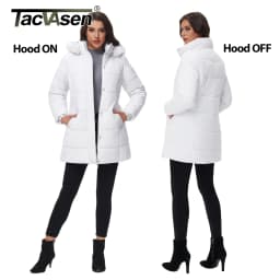 TACVASEN Womens Sherpa Lined Winter Parka Water-Resistant Windproof Mid-Length Quilted Puffer Coat with Detachable Faux Fur Hood