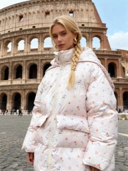 Unique Hooded Women's Winter Jacket Elegant Printed Thicken Pockets Full Sleeve Female Cotton Coat 2025 New Woman Coats Outwears