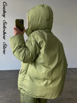 Fashion Stripe Warm Women's Padded Jacket Hooded Stand Neck Zip-up Puffy Winter Coats Lady New Fashion Daily Casual Outwear 2026