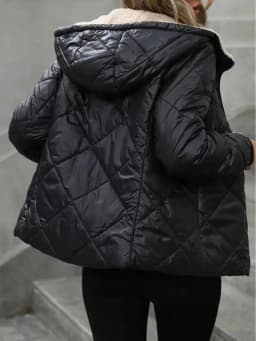 Hooded Short Coat Women Parkas Zipper Long Sleeve Cardigan Outerwear Solid Casual Warm Pocket Spliced Simple Jackets Winter 2025