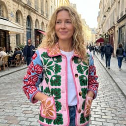 Autumn 2025 Women's Casual Fashion Warm Printing Outerwear Long Sleeve Straight Cut Commute Style Single Button Cotton Jacket