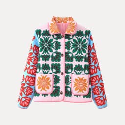 Autumn 2025 Women's Casual Fashion Warm Printing Outerwear Long Sleeve Straight Cut Commute Style Single Button Cotton Jacket