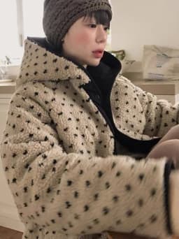 Trendy Floral Lamb Wool Cotton Jacket Women's Hooded Coat Korean Style Age-Defying Design Winter New Arrival