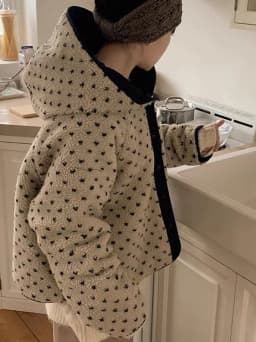 Trendy Floral Lamb Wool Cotton Jacket Women's Hooded Coat Korean Style Age-Defying Design Winter New Arrival