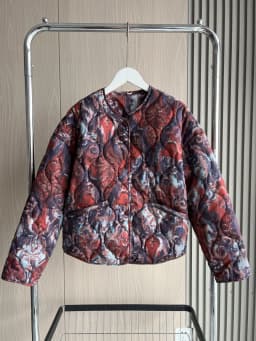 ETJ 2025 Women's Spring collection Elegant fashion print loose edition vintage crewneck cotton-padded jacket