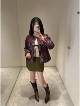 ETJ 2025 Women's Spring collection Elegant fashion print loose edition vintage crewneck cotton-padded jacket