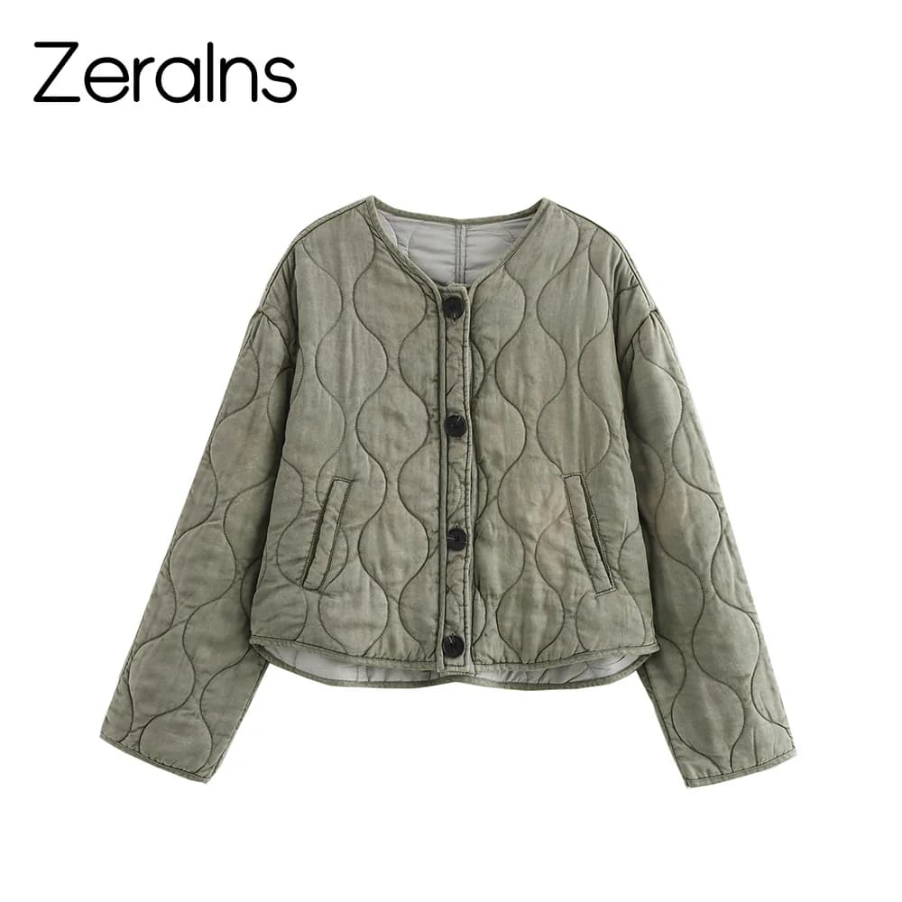 ZERAINS Simple and lightweight casual single breasted cotton jacket for women in autumn casual cotton jacket for outerwear
