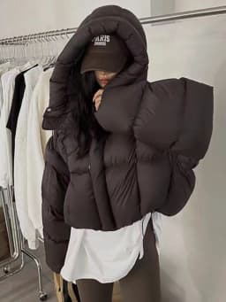 Sli ort Cotton Jaet Women's Winter Faion Bread Design Hooded American Sle Cact Size Ladies' Korean Version Coat