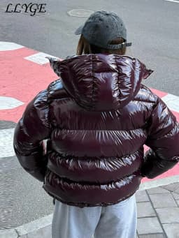Casual Puffy Hooded Cotton Coats For Women Stand Collar Zipper Long Sleeve Warm Coat 2026 Autumn Lady Street Chic Down Jacket