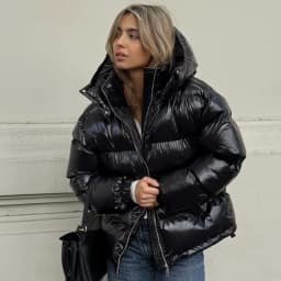 Casual Puffy Hooded Cotton Coats For Women Stand Collar Zipper Long Sleeve Warm Coat 2026 Autumn Lady Street Chic Down Jacket