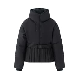2026 Women's Elegant Hooded Zipper Burgundy Skiing Padded Snow Sports Coats Lady Chic Thicken Warm Windproof Jackets Parkas Belt