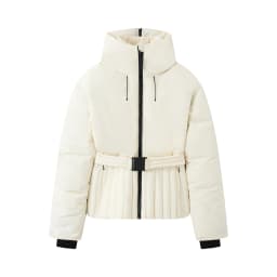 2026 Women's Elegant Hooded Zipper Burgundy Skiing Padded Snow Sports Coats Lady Chic Thicken Warm Windproof Jackets Parkas Belt