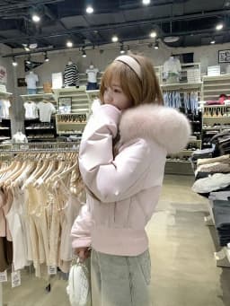 Pink Fluffy Hooded Cotton Jacket Women's Winter New Loose Thickened Bread Style Warm Cotton Coat Korean Style Commute