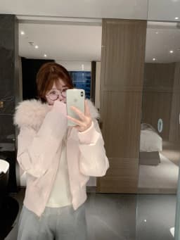Pink Fluffy Hooded Cotton Jacket Women's Winter New Loose Thickened Bread Style Warm Cotton Coat Korean Style Commute