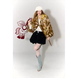 ELFSACK Chinese Velvet Jacket with Floral & Goldfish Embroidery, Royal Elegant Loose Coat , V-Neck Vintage Outerwear