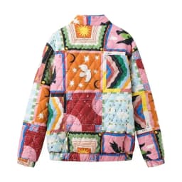 Faionable fiti Print Cotton Jaet Women's Street Sle All-Match Design Autumn New Arrival Straight Cut Long Sve Zi...