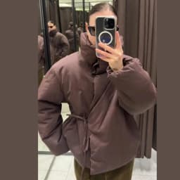 Casual Women's Brown Lace Up Cotton Coat Stand Collar Long Sleeve Pocket Thick Jackets 2025 Autumn Winter Lady Warm Outerwear