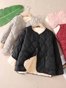 Thickened Fleece Lined V-Neck Women's Cotton Jacket Lightweight Warm Outerwear Windproof Innerwear Cotton Padded Coat W3173