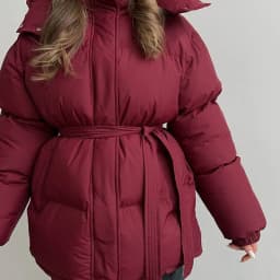 KUCLUT 2025 Winter Fashion Casual Lace-up Waisted Hooded Mid-Length Jacket For Women Solid Color Thickened Cotton Coat 1A1207