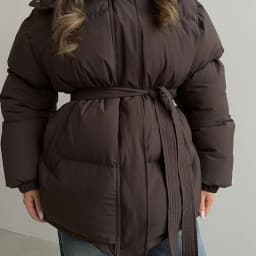 KUCLUT 2025 Winter Fashion Casual Lace-up Waisted Hooded Mid-Length Jacket For Women Solid Color Thickened Cotton Coat 1A1207