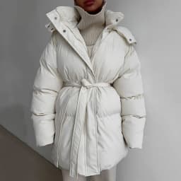 KUCLUT 2025 Winter Fashion Casual Lace-up Waisted Hooded Mid-Length Jacket For Women Solid Color Thickened Cotton Coat 1A1207