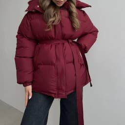 KUCLUT 2025 Winter Fashion Casual Lace-up Waisted Hooded Mid-Length Jacket For Women Solid Color Thickened Cotton Coat 1A1207