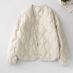 Women's Lightweight down Cotton Jacket Loose Fit Thick Warm No Collar Cotton Outerwear Fashionable And Stylish for Winter