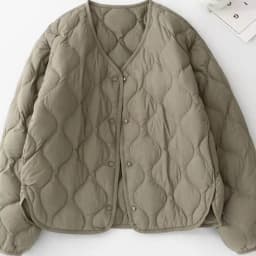 Women's Lightweight down Cotton Jacket Loose Fit Thick Warm No Collar Cotton Outerwear Fashionable And Stylish for Winter
