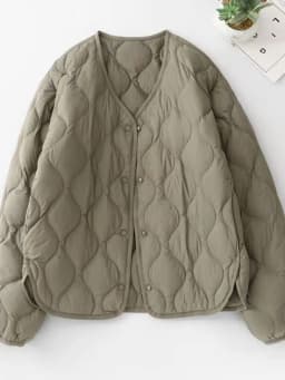 Women's Lightweight down Cotton Jacket Loose Fit Thick Warm No Collar Cotton Outerwear Fashionable And Stylish for Winter