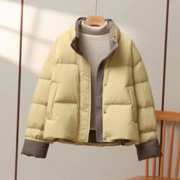 Women's Winter Top Coat Cotton Coat Stand-up Collar Color Block Thickened Simple Comfortable Casual Design Fashion Versatile New