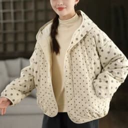 Johnature Women Vintage Hooded Button Parkas Warm Polka Dot 2025 Winter New Loose Casual Soft Female Pockets Thick Parkas